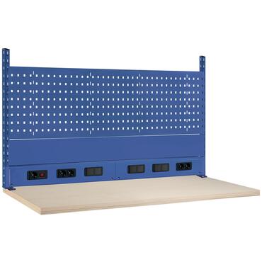 Add-on set with perforated rear wall and cable channel for all THURMETALL workbenches